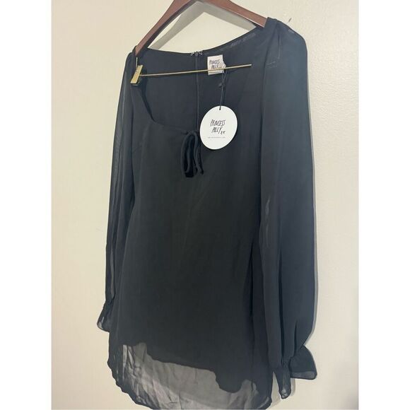 Princess Polly Bayford Long Sleeve Mini Dress Black US Size 6 NWT New - Picture 3 of 12